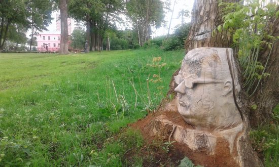 В Кирове в сквере у Алых парусов обнаружили огромную деревянную голову