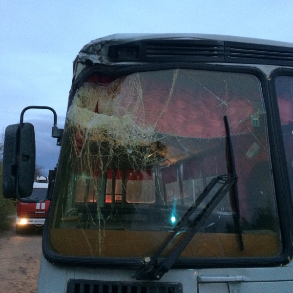 В Кирово-Чепецке автобус врезался в остановку