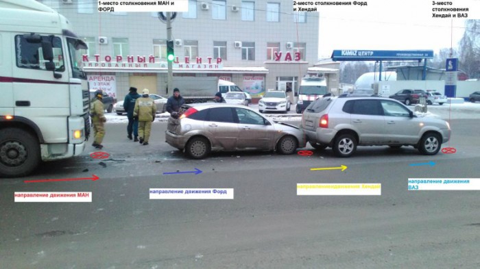 В Кирове на Производственной столкнулись четыре автомобиля